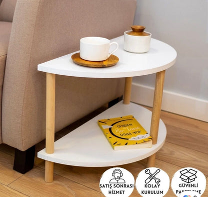PEKA Rundt Sofabord i Kahvernt med To Hyller – Skandinavisk og Moderne Design, 60x60 cm Hvite