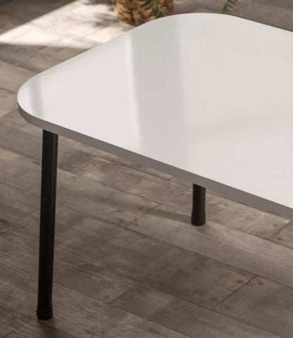 Goldfalez 2015  Sofabord – Hvit med Metallben | Moderne &amp; Klassisk Stuebord 90x50 cm