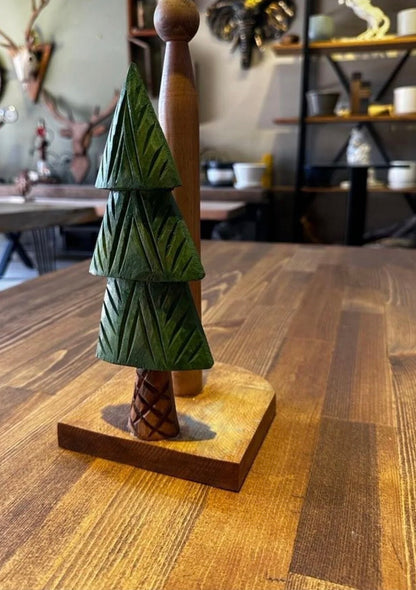 Kütük Shop 13-Håndlaget Treserviettholder / Papirrullholder – Furu Dekor