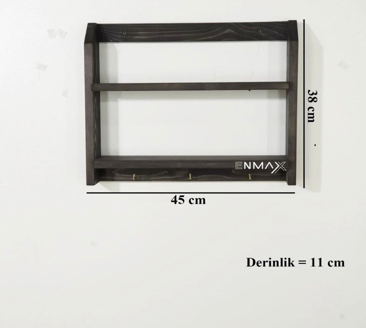 Kütük Shop 6 Dekorativ Vegghylle i Tre – Multifunksjonell Krydder- og Oppbevaringshylle (45x38x11 cm)