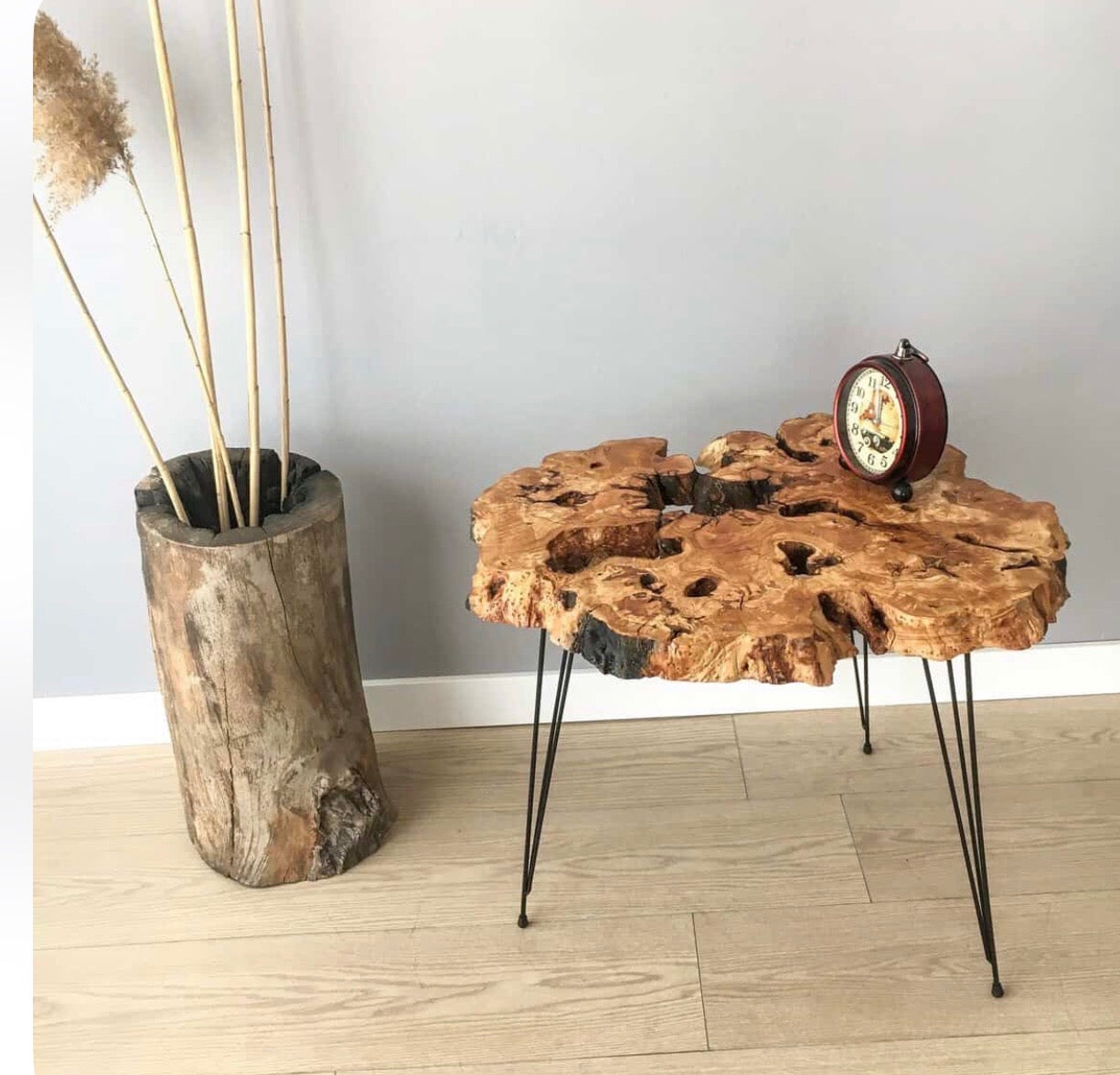 Kütük Shop-Naturlig Trestubbe Salongbord – Unikt Design i Massivt Tre