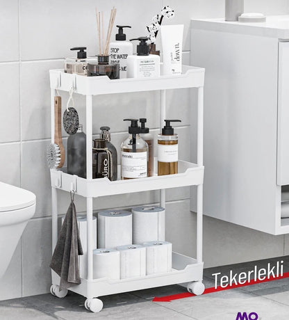 Mowo Home – Praktisk Rullevogn med 3 Etasjer | Multifunksjonell Organisering