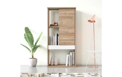 RUUM STORE BY DOĞTAŞ Zein Bokhylle med Dører – Eik &amp; Opak Hvit (RT4-271)