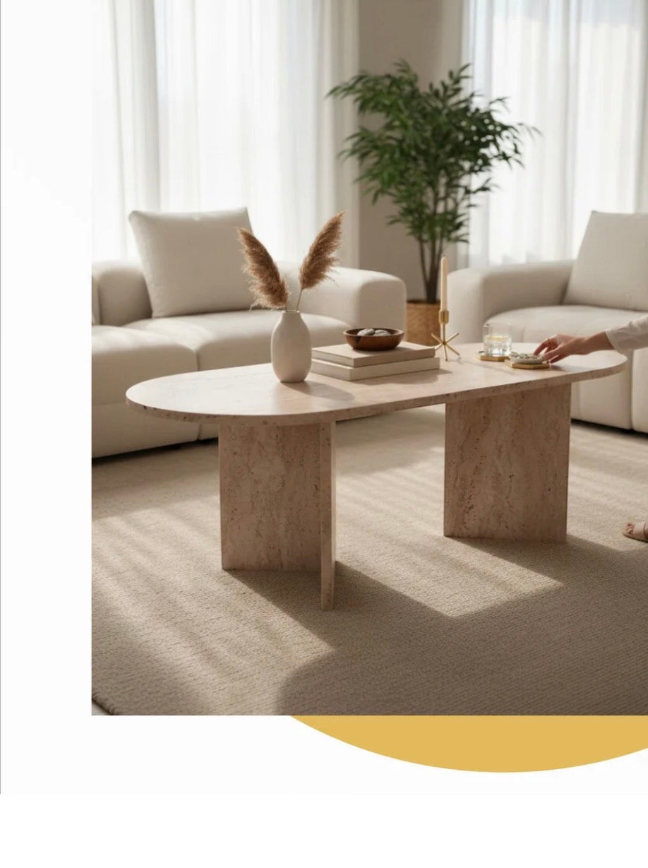 Sarenzo-sofabord med marmorprint – elegant og moderne