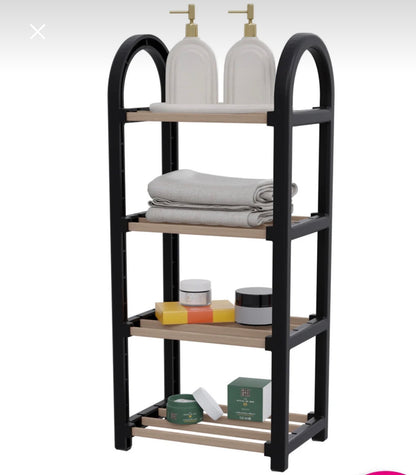 Stickwood-Moderne Baderomshylle med 4 etasjer – Svart HDF