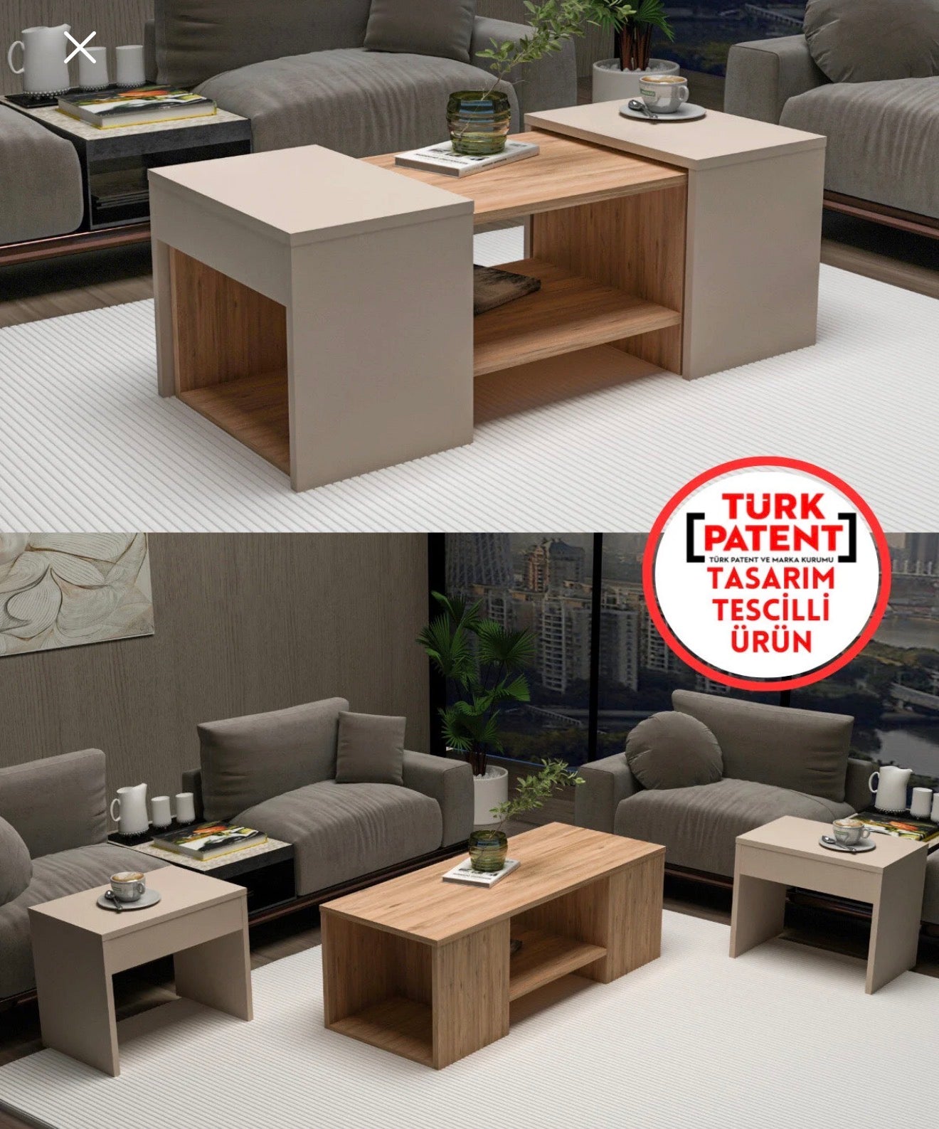 Arnetti Sartos-3-delt sofabord sett – stilrent, praktisk og unikt design