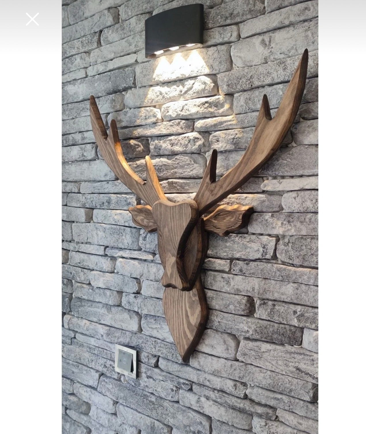 Kütük Shop 8-Dekorativ Hjortehode i Tre – Valnøttfarget Veggdekor (70x70 cm)
