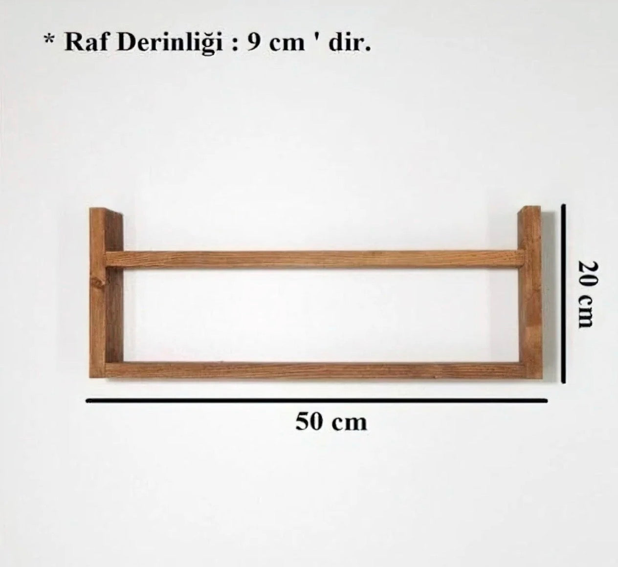 Kütük Shop 2 Kjøkken Organizer i Tre – Dekorativ Kryddrehylle i Massiv Furu (50 cm)