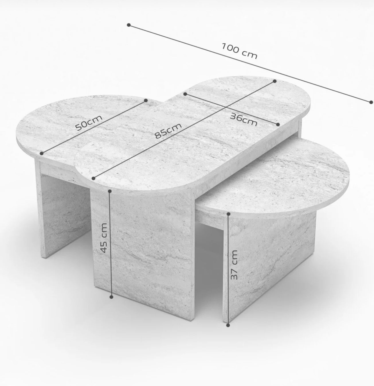 Goldfalez 9511 2-delt Sofabord &amp; Sidebord Sett – Atlantisk Furu | Oval / Retro &amp; Skandinavisk Stil