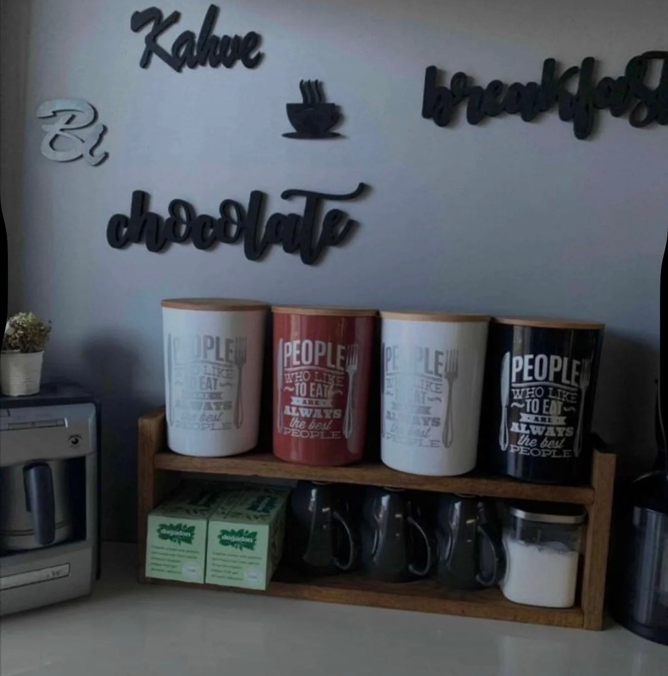 Kütük Shop 2 Kjøkken Organizer i Tre – Dekorativ Kryddrehylle i Massiv Furu (50 cm)