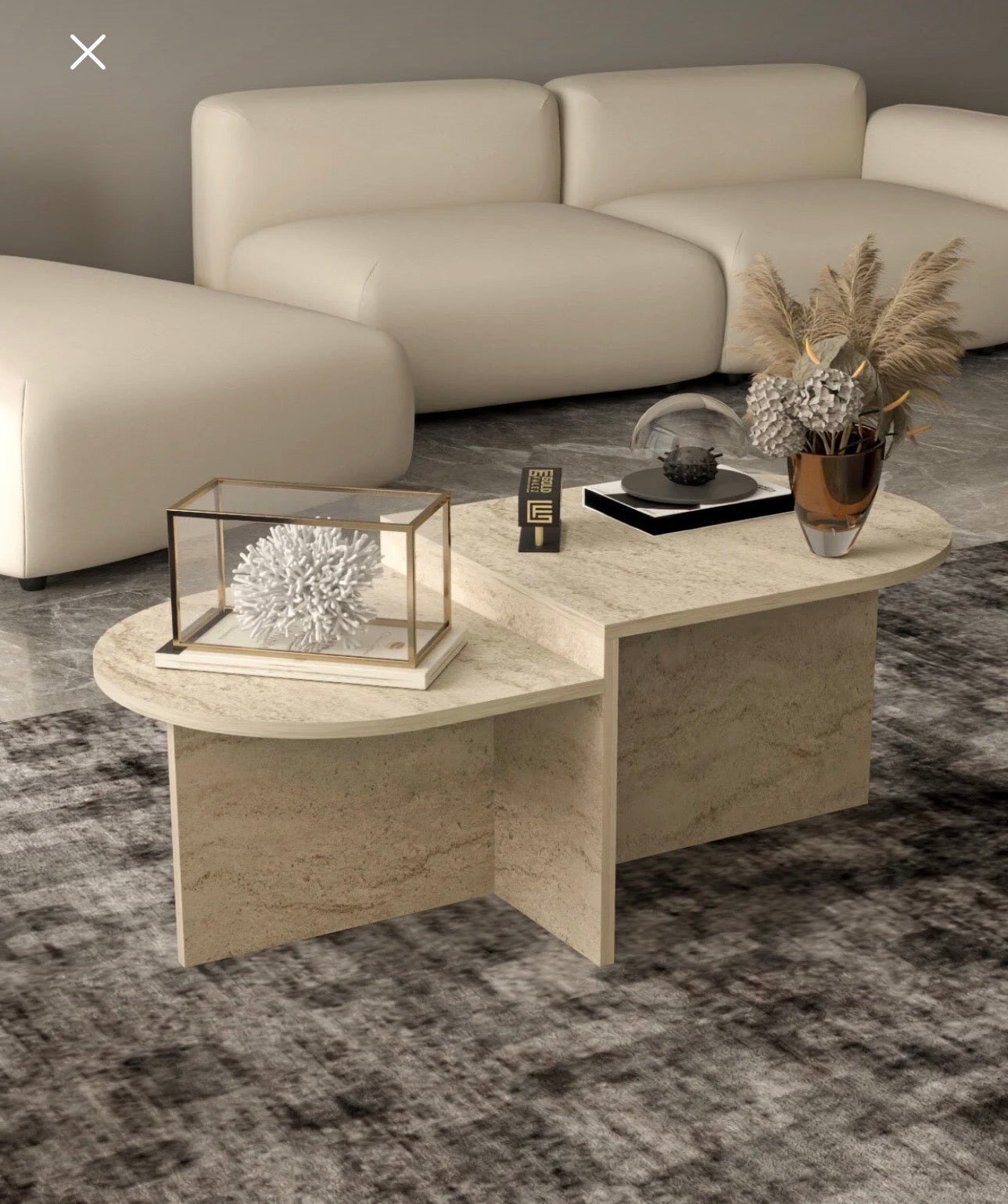 Goldfalez 9510  Moderne Sofabord – Enkel &amp; Multifunksjonell | Traverten Design, Oval /