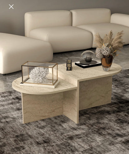 Goldfalez 9510  Moderne Sofabord – Enkel &amp; Multifunksjonell | Traverten Design, Oval /