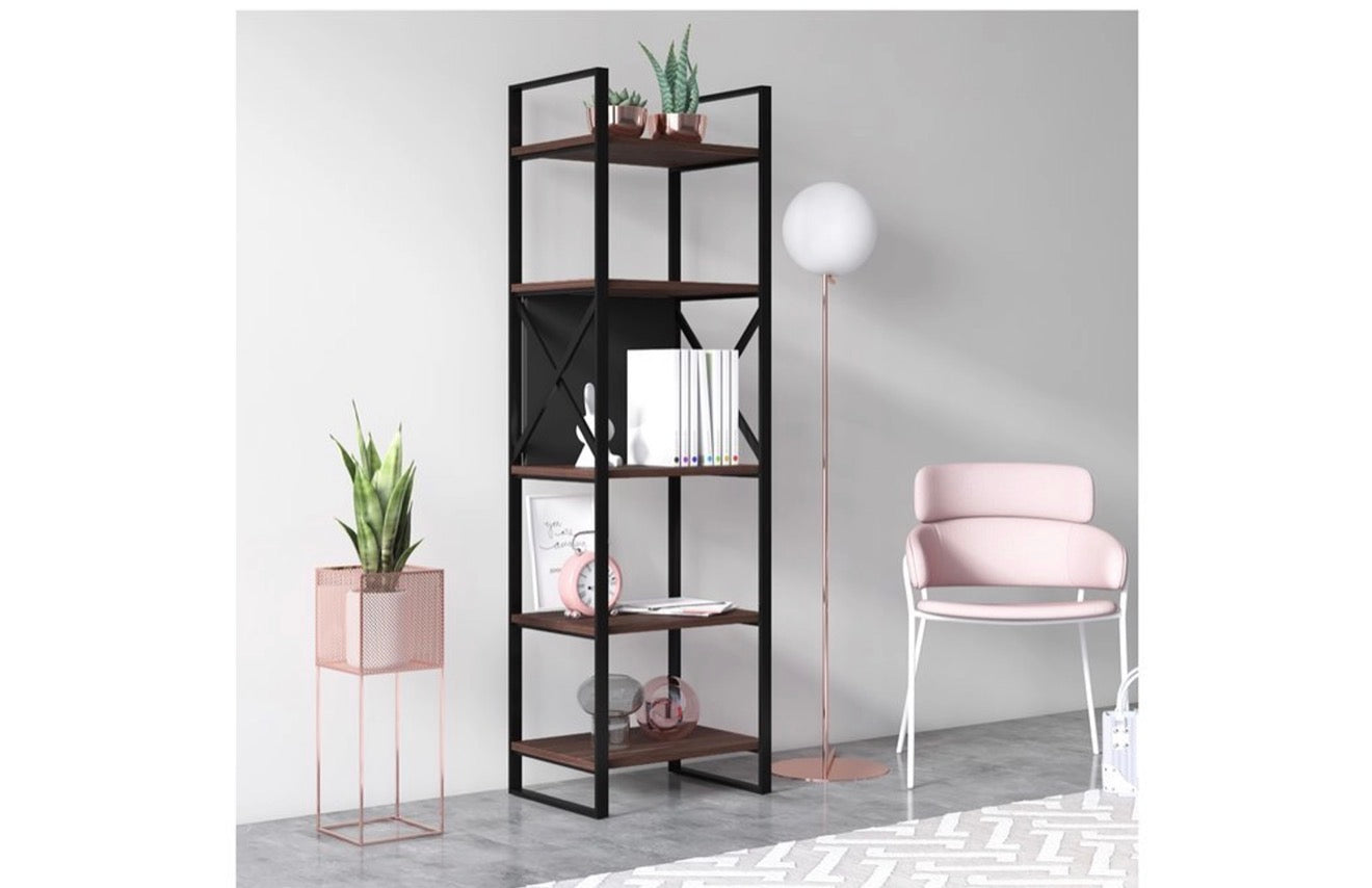 RUUM STORE BY DOĞTAŞ Meta Smal Bokhylle 160 cm – Metall &amp; Valnøtt (RT4-206)