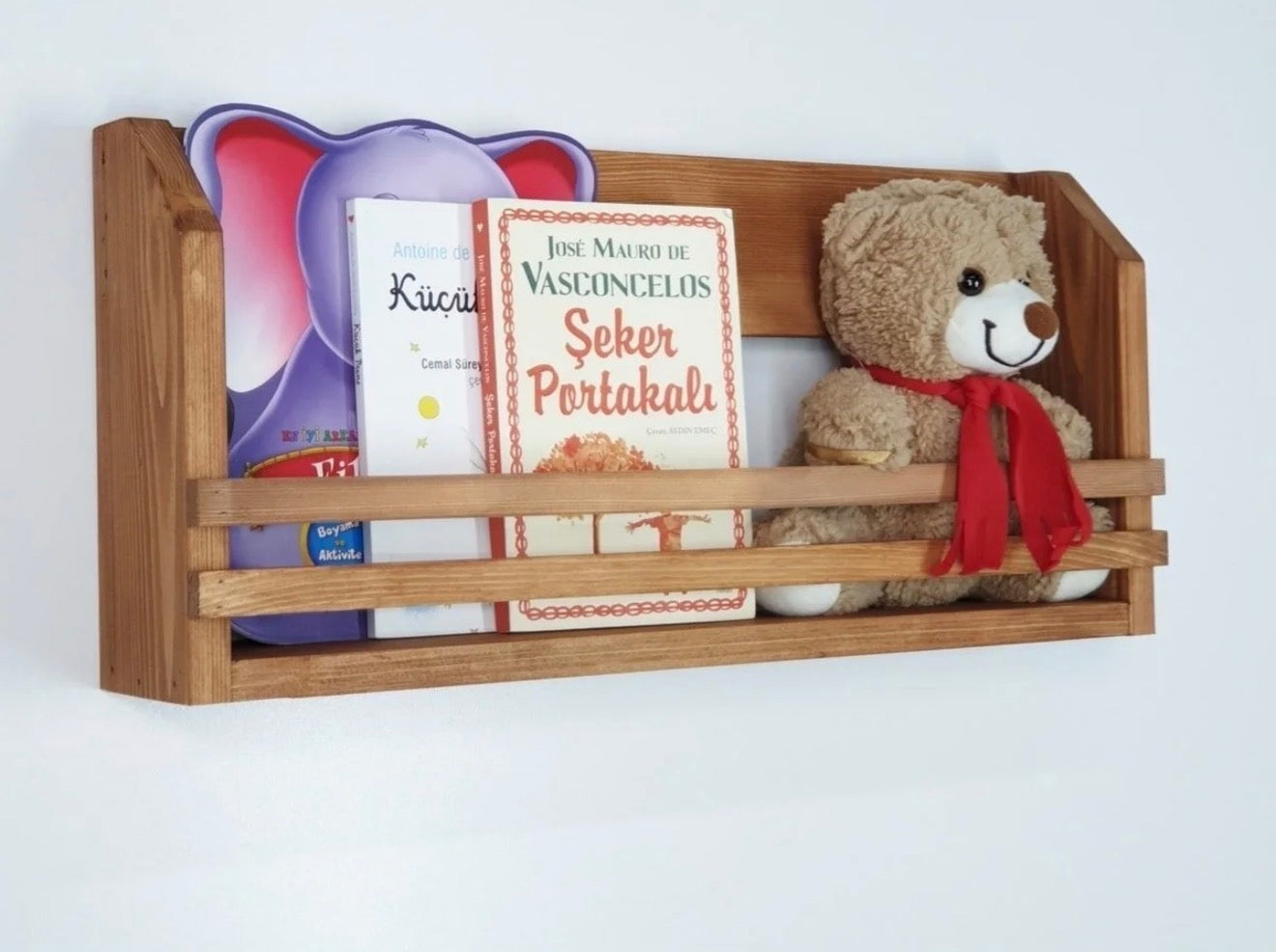 Kütük Shop 3 Montessori Bokhylle for Barn – Vegghylle i Tre (1 Hylle) | Skandinavisk Design