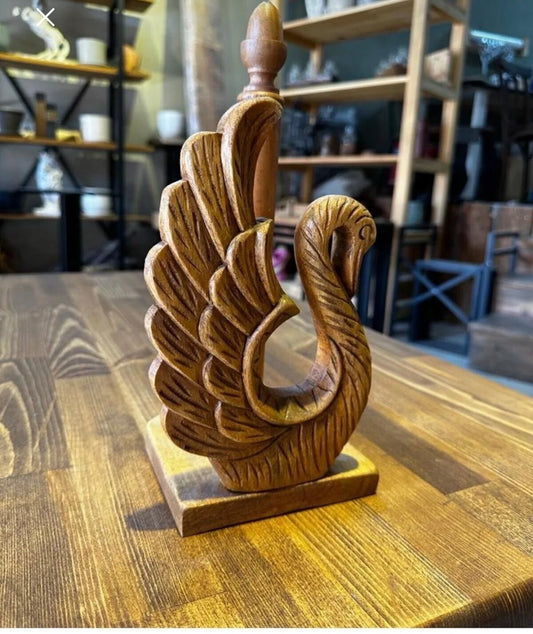 Kütük Shop 12-Håndlaget Treserviettholder / Papirrullholder – Svandekor