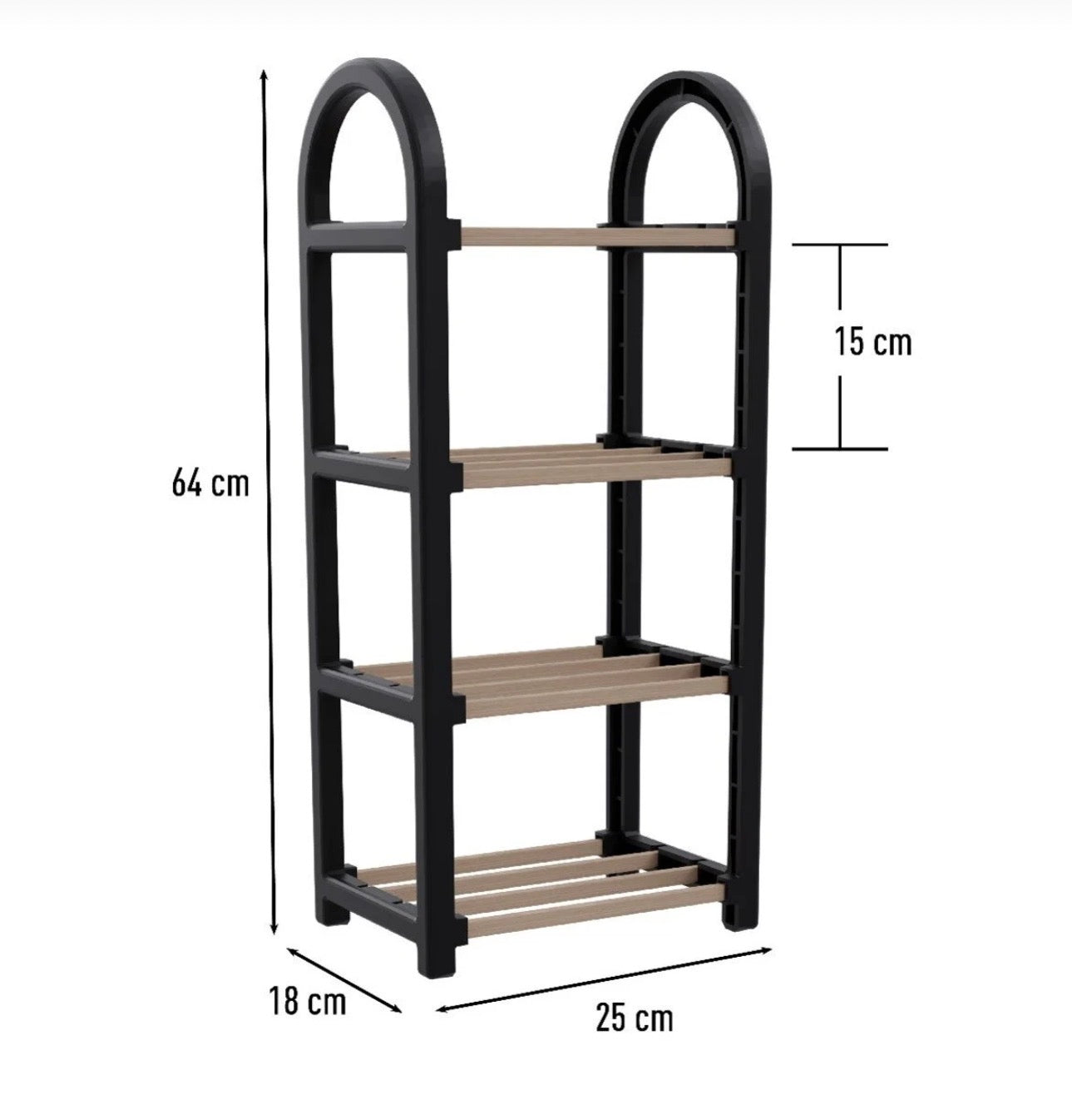 Stickwood-Moderne Baderomshylle med 4 etasjer – Svart HDF