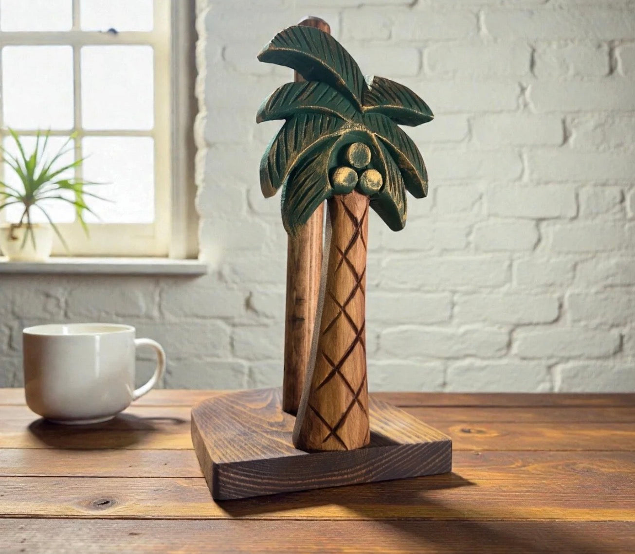 Kütük Shop 14-Håndlaget Treserviettholder / Papirrullholder – Palmetre Luksusserie