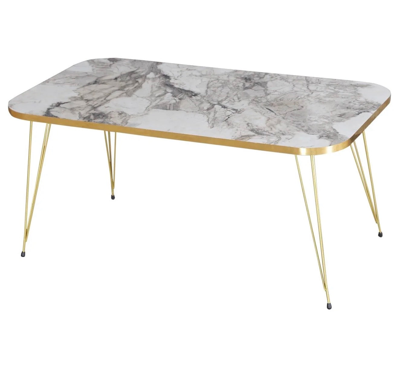 Goldfalez 2026 Sofabord – Gull &amp; Hvit/Efes Design | Moderne Stuebord 90x50 cm