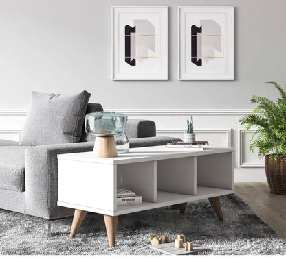 Ruum Store by Doğtaş Nona – Minimalistisk Sofabord med Tre Rom i Hvit (Opak)