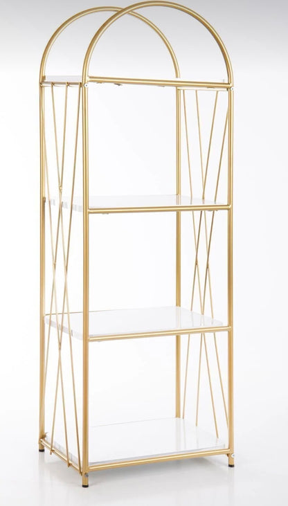 Fec Reklam Demeter Dekorativ Hylle – Elegant Gullfarget Metallbokhylle (140x48 cm)