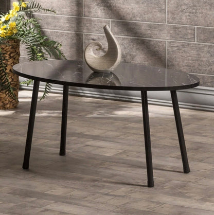 Goldfalez 7  Sofabord – Oval Form med Metallben | Moderne &amp; Klassisk Design 90x50 cm (Svart)