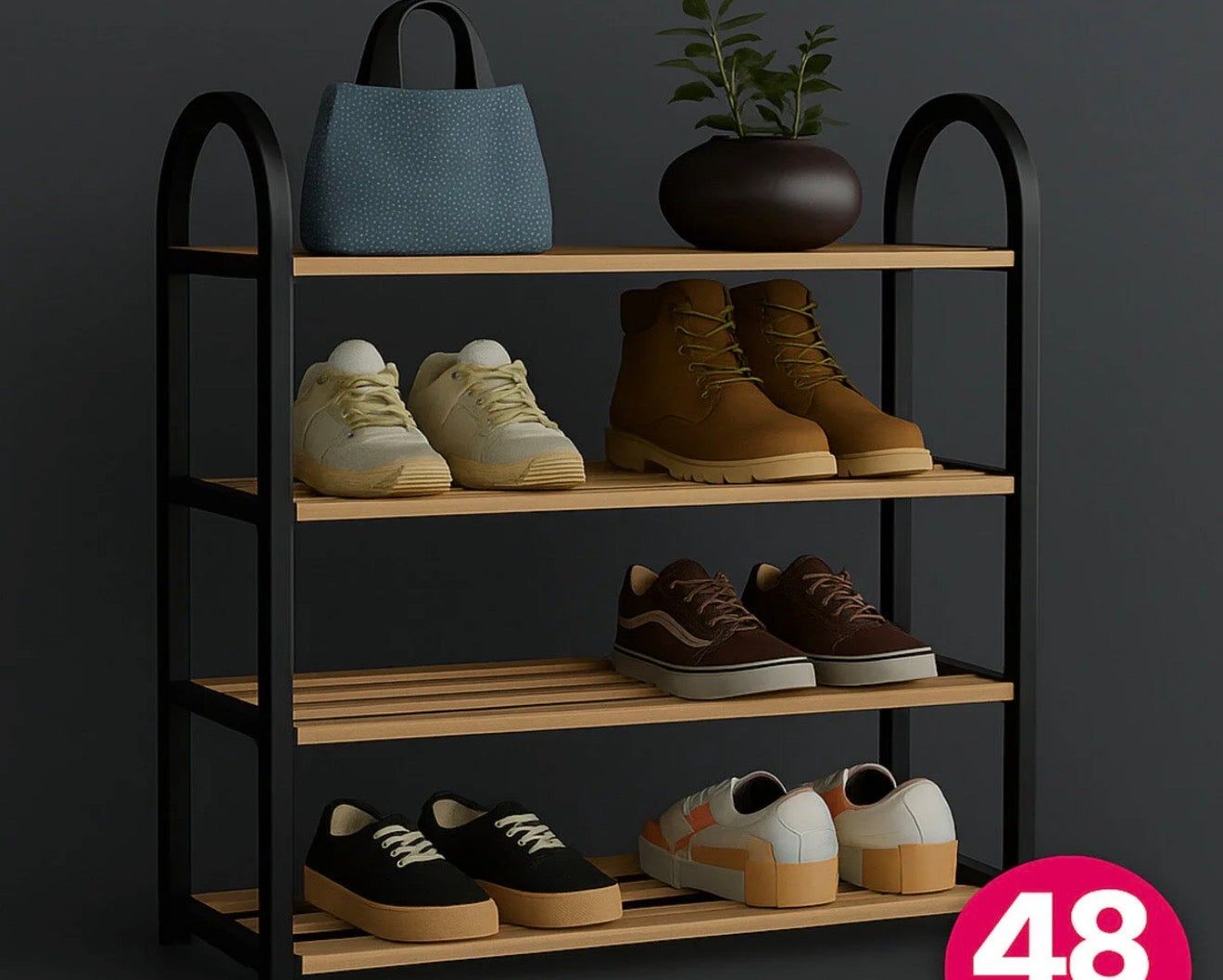 Stickwood-Skohylle – Plassbesparende Skoskap i Klassisk Design (MDF)