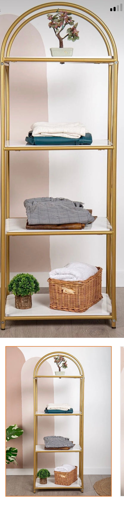 Fec Reklam Demeter Dekorativ Hylle – Elegant Gullfarget Metallbokhylle (140x48 cm)