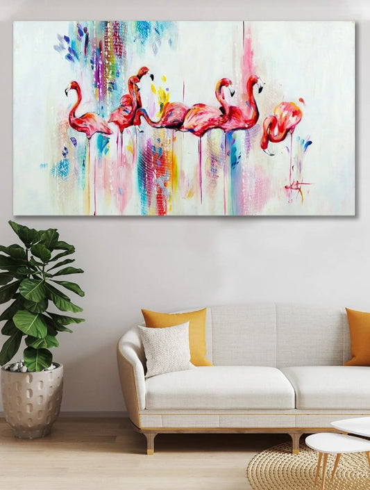 Flamingo Lerretbilde 70x100 – Oljemaleri Utseende | Høy Kvalitet Dekorativ Kunst