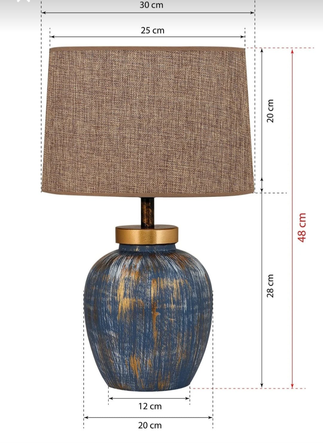 HMYdesign Blå Keramisk Lampe med skjerm