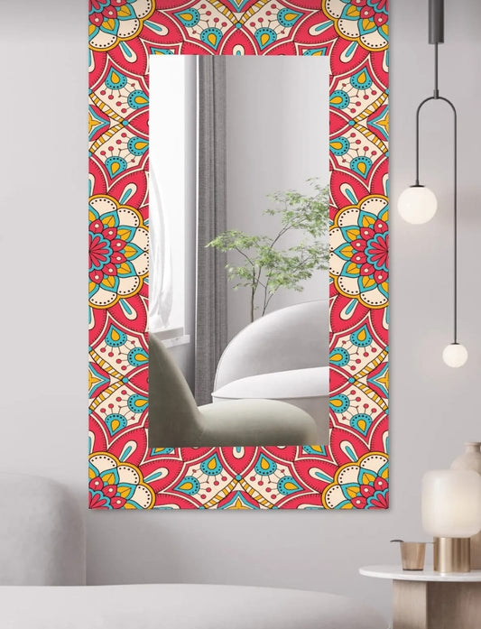 Dekorativ Soft Red Veggspeil – 60x100 cm Moderne Speil for Entré, Stue og Bad