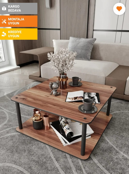 Messer Dekorativt Kvadratisk Sofabord – Madran Valnøtt MDF 70×70 cm