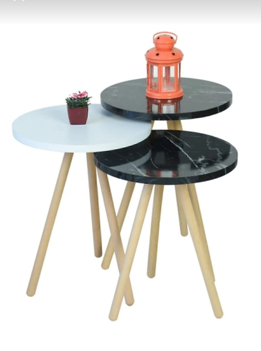 interGO Zigon Bordbord – Naturlig Tre &amp; Hvit (Bendir-serie)
