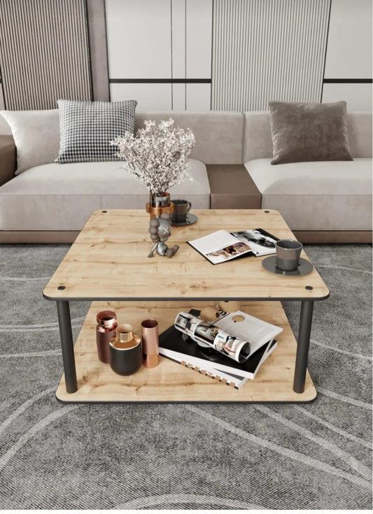Messer Dekorativ Kvadratisk Sofabord – Safir Eik MDF 70×70 cm