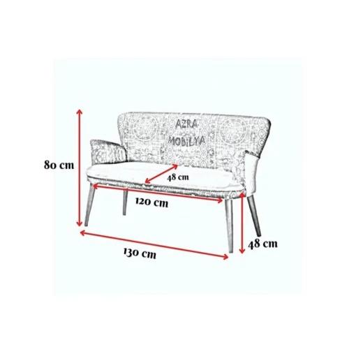 Azra Aksesuar Double Sofa - Etnisk Mønster - Nubuk Stoff - Treben - Grønn