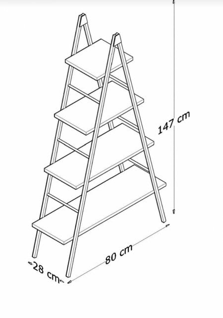 Dekorativ trekant - Bokhylle i pyramidemetall med 4 hyller